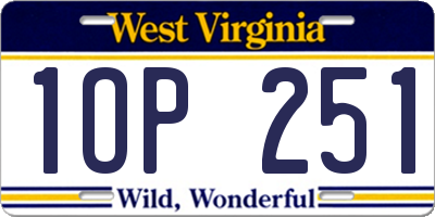 WV license plate 1OP251