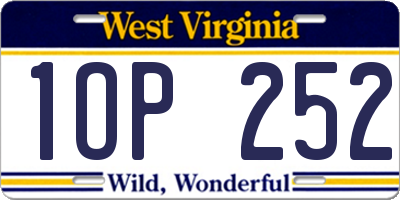 WV license plate 1OP252