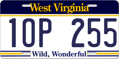 WV license plate 1OP255