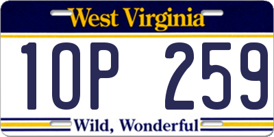 WV license plate 1OP259