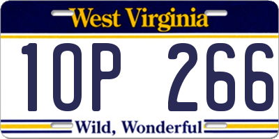 WV license plate 1OP266