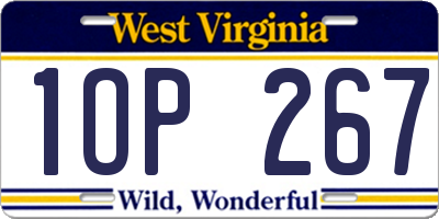 WV license plate 1OP267