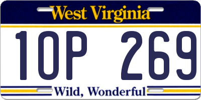WV license plate 1OP269