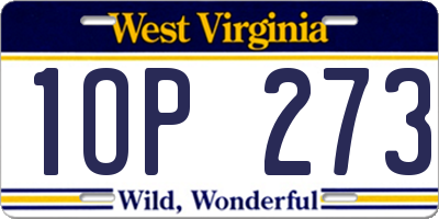 WV license plate 1OP273