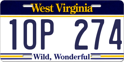 WV license plate 1OP274