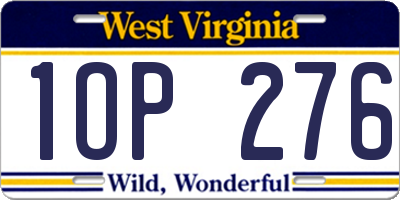 WV license plate 1OP276