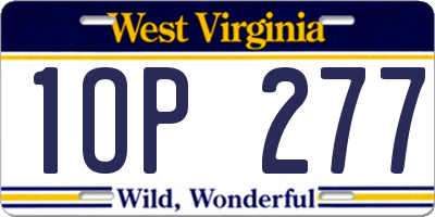 WV license plate 1OP277