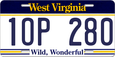 WV license plate 1OP280