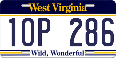 WV license plate 1OP286