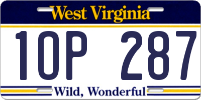 WV license plate 1OP287
