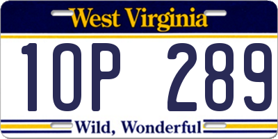 WV license plate 1OP289