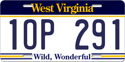 WV license plate 1OP291