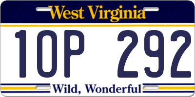 WV license plate 1OP292
