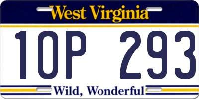WV license plate 1OP293