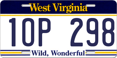 WV license plate 1OP298