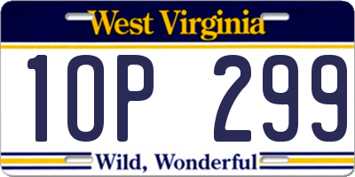 WV license plate 1OP299