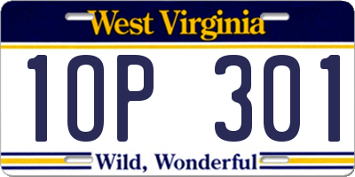 WV license plate 1OP301