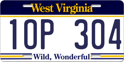 WV license plate 1OP304