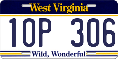 WV license plate 1OP306
