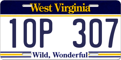 WV license plate 1OP307