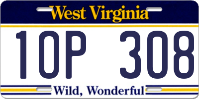 WV license plate 1OP308