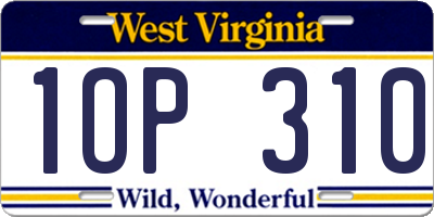 WV license plate 1OP310
