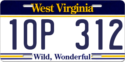 WV license plate 1OP312