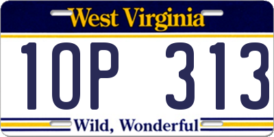 WV license plate 1OP313