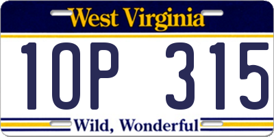 WV license plate 1OP315