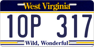 WV license plate 1OP317