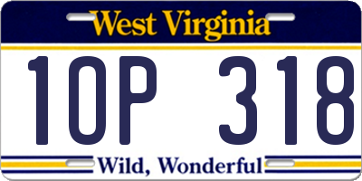 WV license plate 1OP318