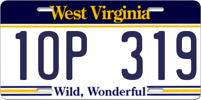 WV license plate 1OP319