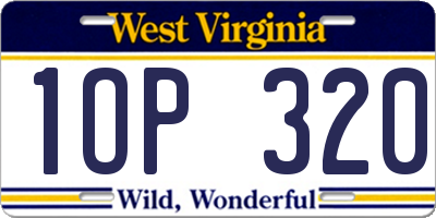 WV license plate 1OP320