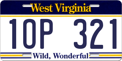 WV license plate 1OP321