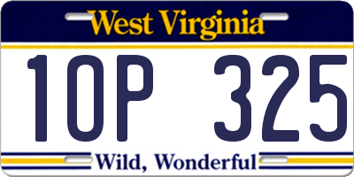 WV license plate 1OP325