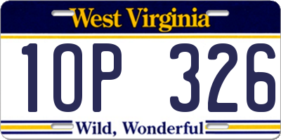 WV license plate 1OP326