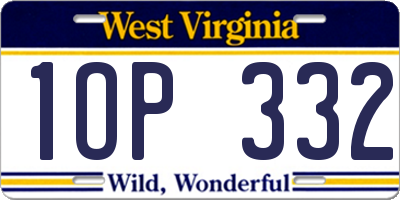 WV license plate 1OP332