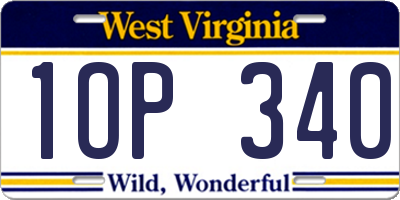 WV license plate 1OP340