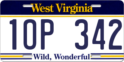 WV license plate 1OP342