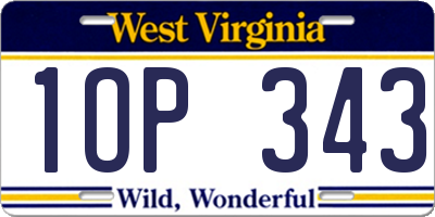 WV license plate 1OP343