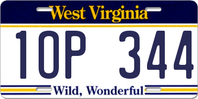 WV license plate 1OP344