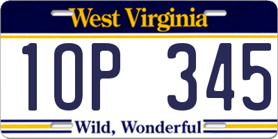 WV license plate 1OP345