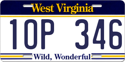 WV license plate 1OP346