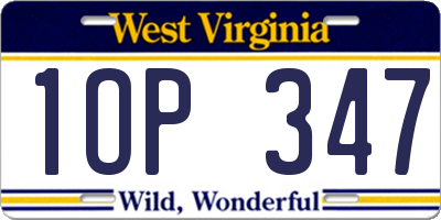 WV license plate 1OP347