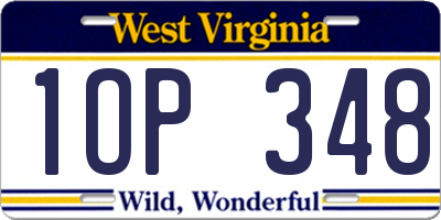 WV license plate 1OP348