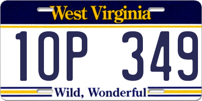 WV license plate 1OP349