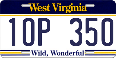 WV license plate 1OP350