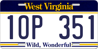 WV license plate 1OP351