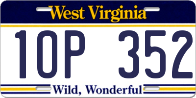 WV license plate 1OP352