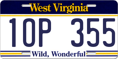 WV license plate 1OP355